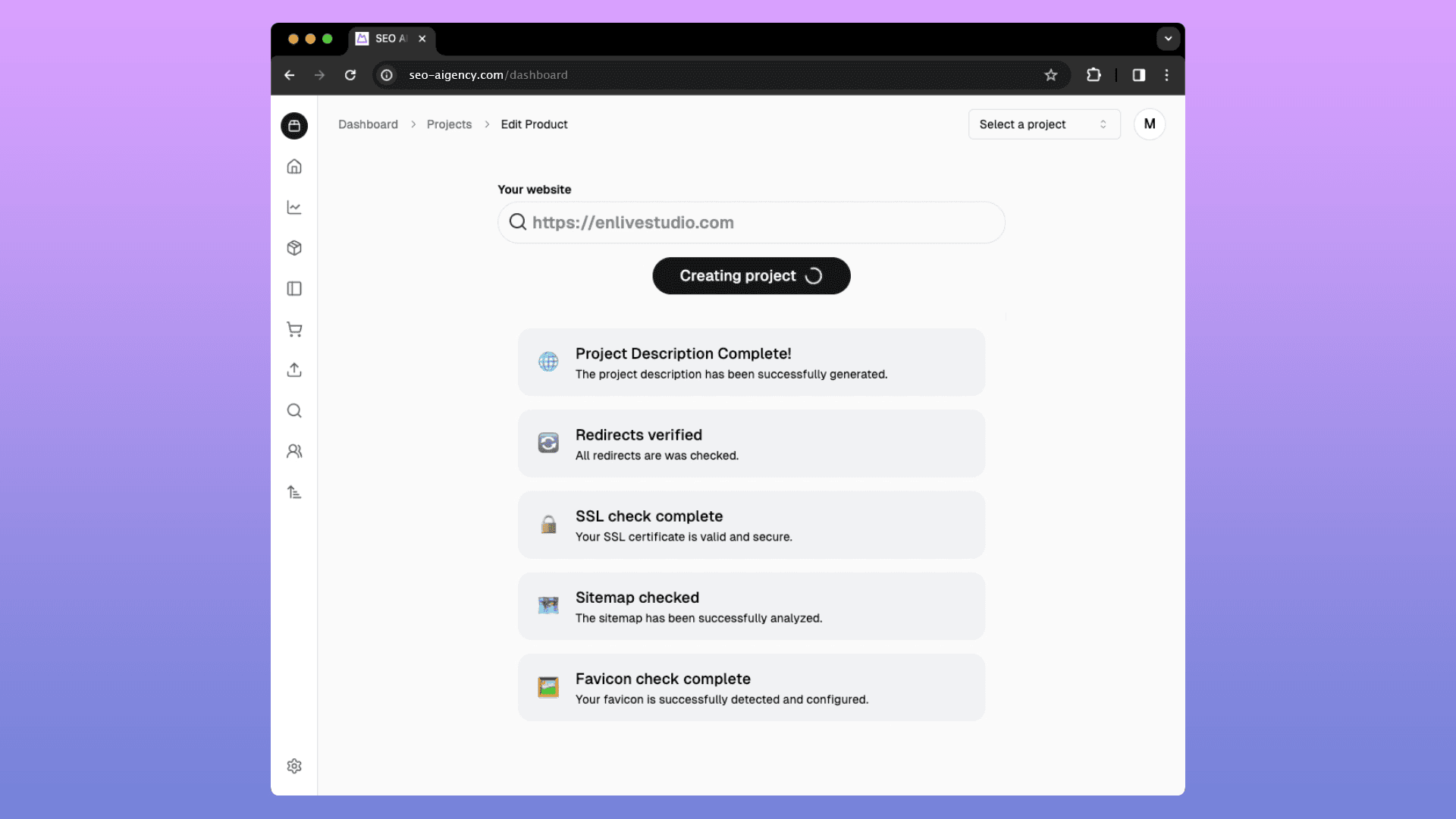 SEO AIgency dashboard preview
